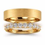 Diamentowy blask - Komplet obrączek ślubnych z żółtego złota z brylantami