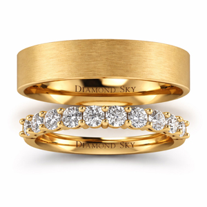 Diamentowy blask - Komplet obrączek ślubnych z żółtego złota z brylantami
