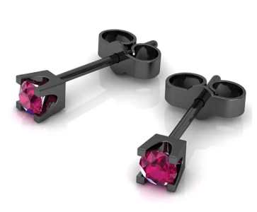Rubinowe słodkości - Kolczyki Diamond Sky z czarnego złota z rubinami