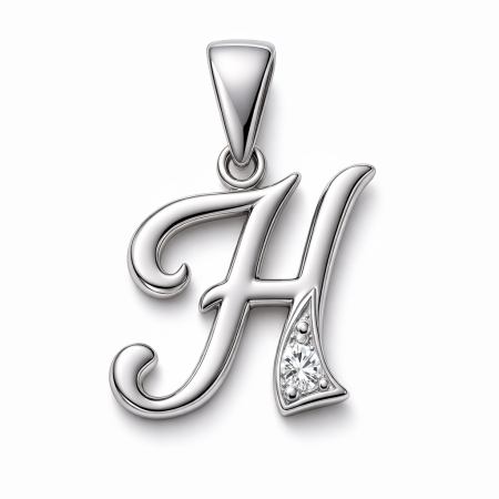 Blask Inicjału- Literka H z białego złota z diamentem