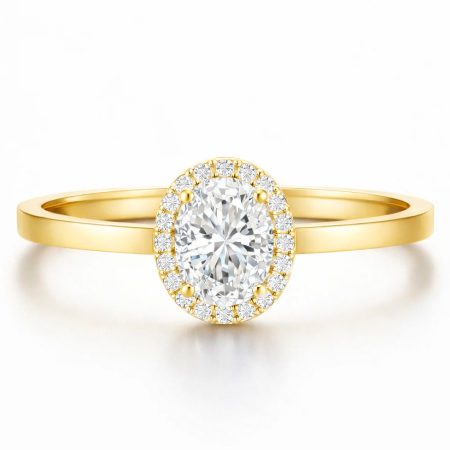 Aureola diamentu - Pierścionek zaręczynowy z żółtego złota z diamentami