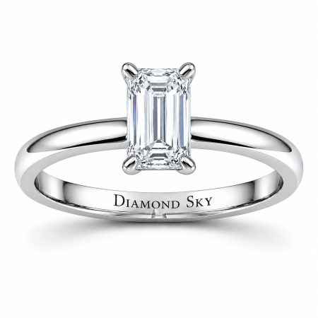 Pierścionek zaręczynowy z platyny z diamentem o szlifie szmaragdowym – The Magic Of Love