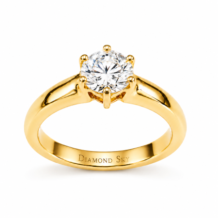 Klasyczny pierścionek z żółtego złota z diamentem lab 0.82 ct- Diamond Sky One