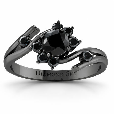 Kwiat piękna - Pierścionek zaręczynowy Diamond Sky, czarne złoto, czarne brylanty - Diamond Sky